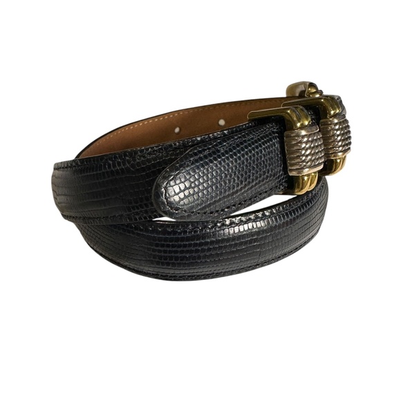 Genuine Brighton Lizard Pattern Blue Leather Belt Size XS/26 Women\'s main image 6